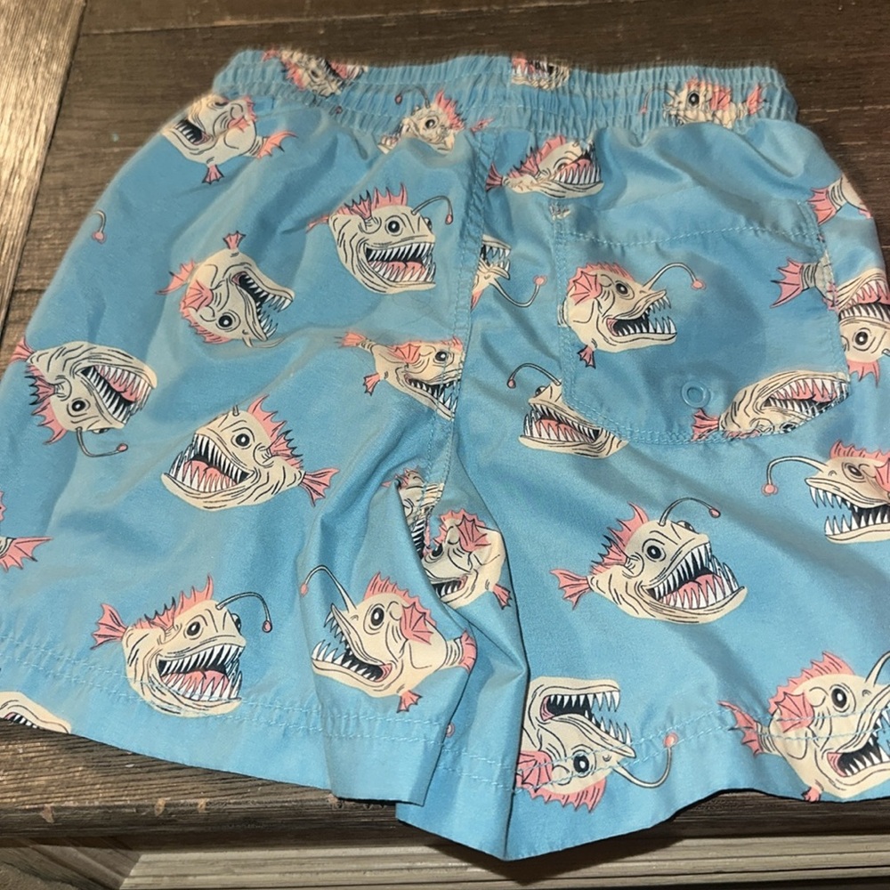 2 boys Neon bathing swim suit trunks shorts shark Piraña M/8 summer - Picture 6 of 6